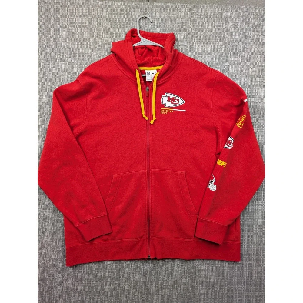 Kansas City Chiefs Hoodie Sweatshirt Mens XL Red NFL Football Nike Full Zip